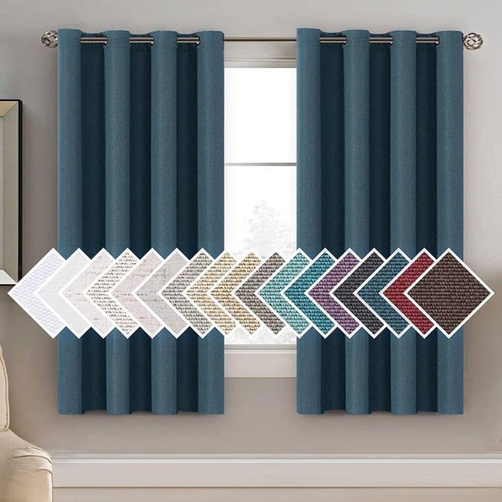 1 Panel Linen Blackout Thermal Insulated Grommet Curtain Heather Navy 52x63